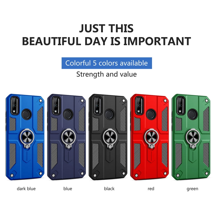 For Huawei Y8s Carbon Fiber Pattern PC + TPU Protective Case with Ring Holder