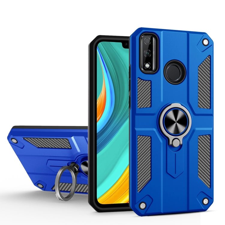 For Huawei Y8s Carbon Fiber Pattern PC + TPU Protective Case with Ring Holder