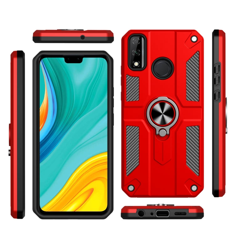 For Huawei Y8s Carbon Fiber Pattern PC + TPU Protective Case with Ring Holder