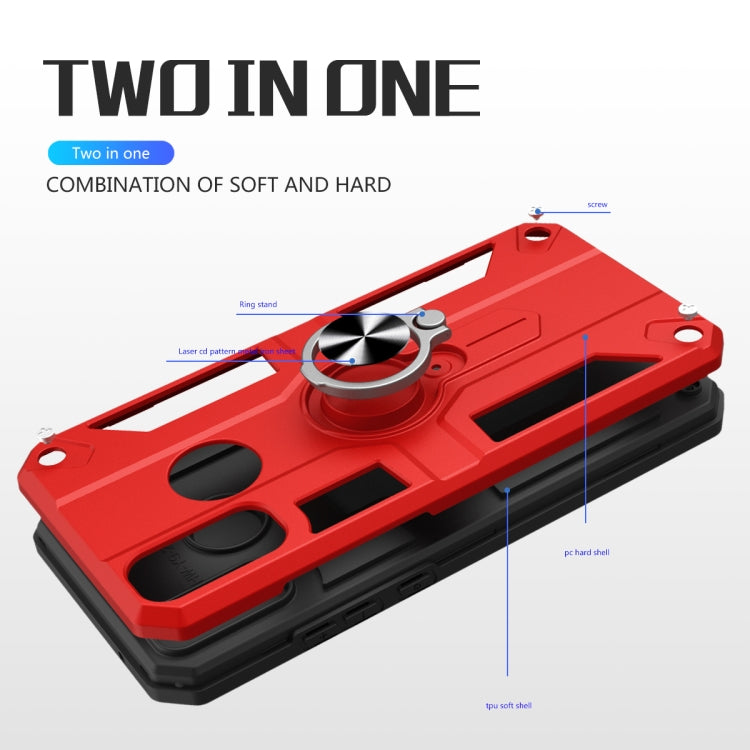 For Huawei Y8s Carbon Fiber Pattern PC + TPU Protective Case with Ring Holder
