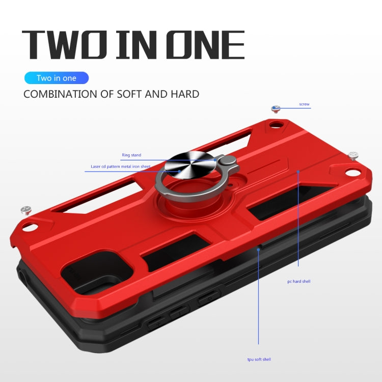 For Huawei Y5p Carbon Fiber Pattern PC + TPU Protective Case with Ring Holder