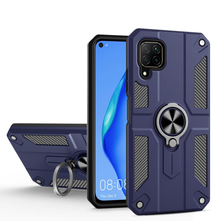 For Huawei nova 6 SE Carbon Fiber Pattern PC + TPU Protective Case with Ring Holder