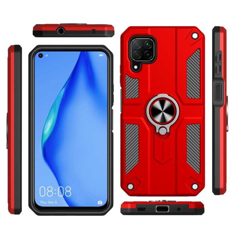 For Huawei nova 6 SE Carbon Fiber Pattern PC + TPU Protective Case with Ring Holder