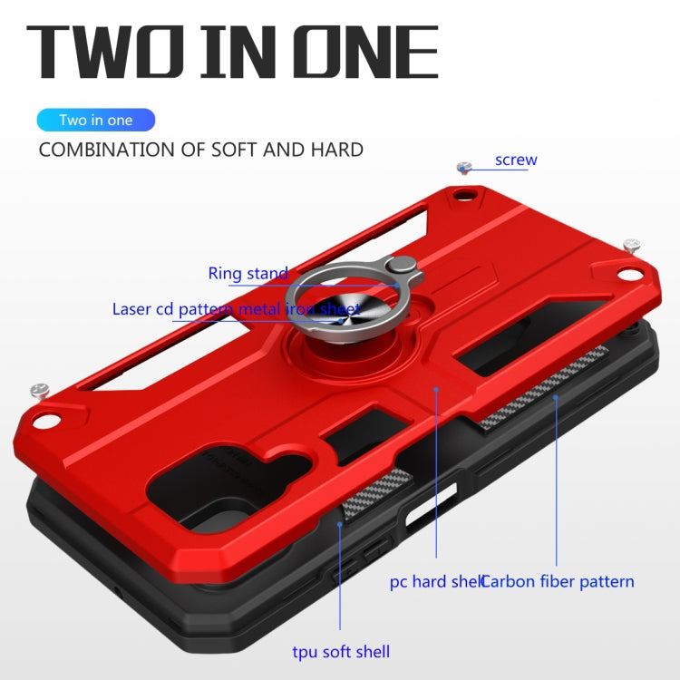 For Huawei nova 6 SE Carbon Fiber Pattern PC + TPU Protective Case with Ring Holder
