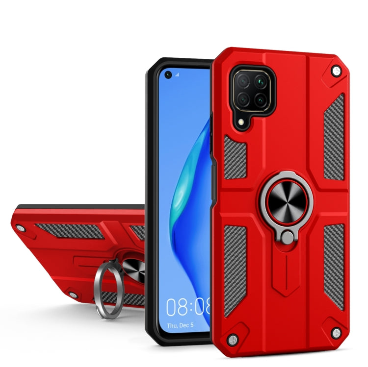 For Huawei nova 6 SE Carbon Fiber Pattern PC + TPU Protective Case with Ring Holder