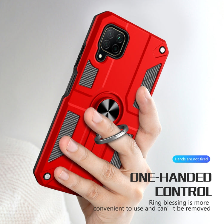 For Huawei nova 6 SE Carbon Fiber Pattern PC + TPU Protective Case with Ring Holder
