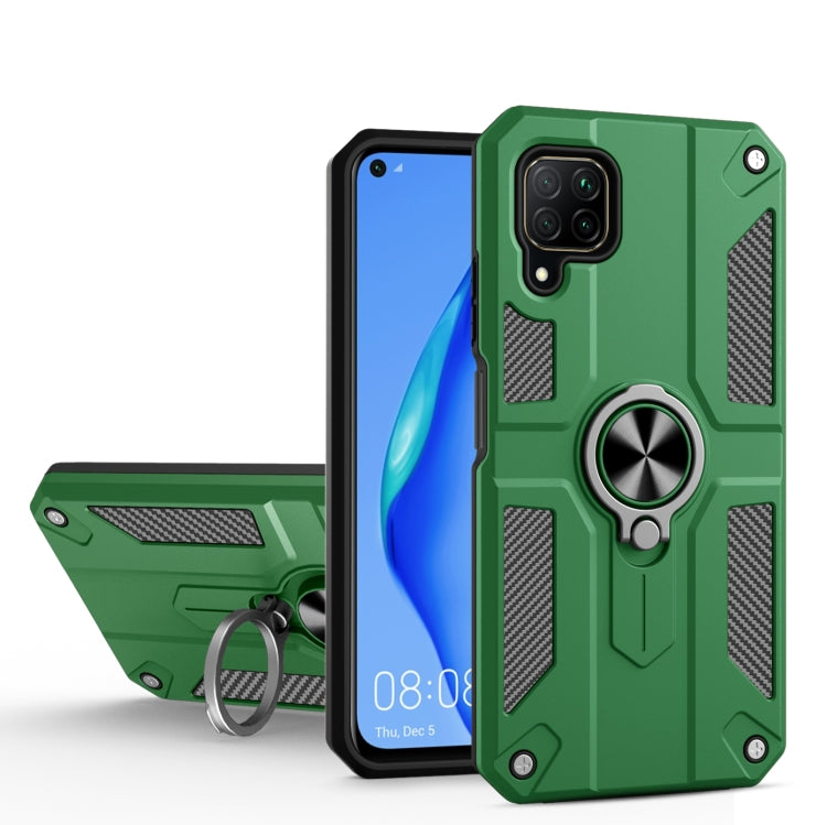 For Huawei nova 6 SE Carbon Fiber Pattern PC + TPU Protective Case with Ring Holder