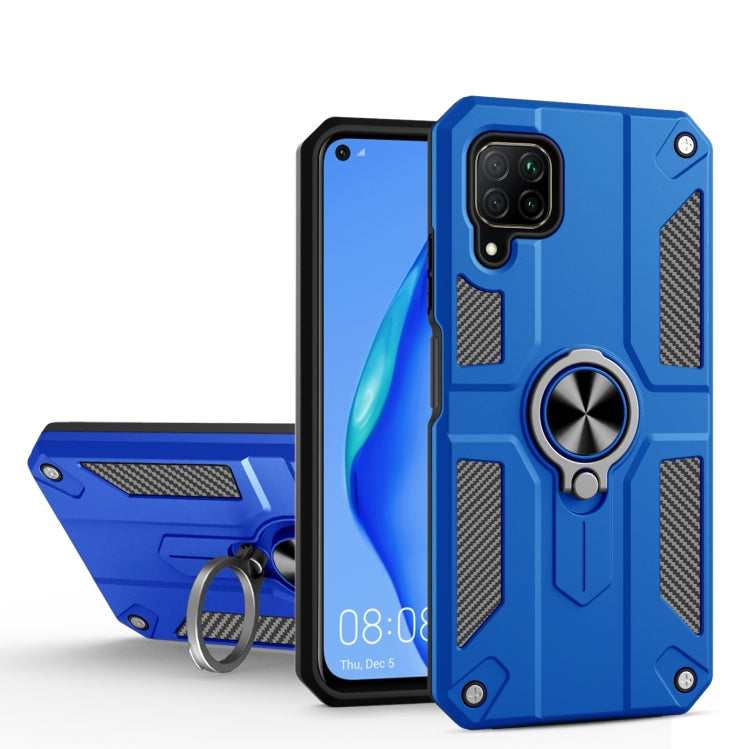 For Huawei nova 6 SE Carbon Fiber Pattern PC + TPU Protective Case with Ring Holder