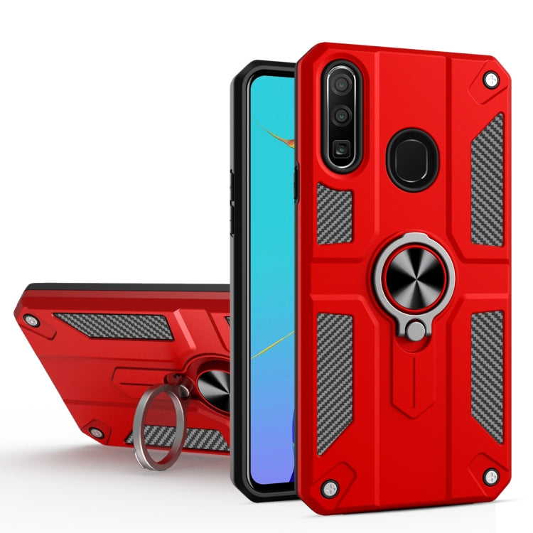 For Huawei Y9 Prime (2019) Carbon Fiber Pattern PC + TPU Protective Case with Ring Holder