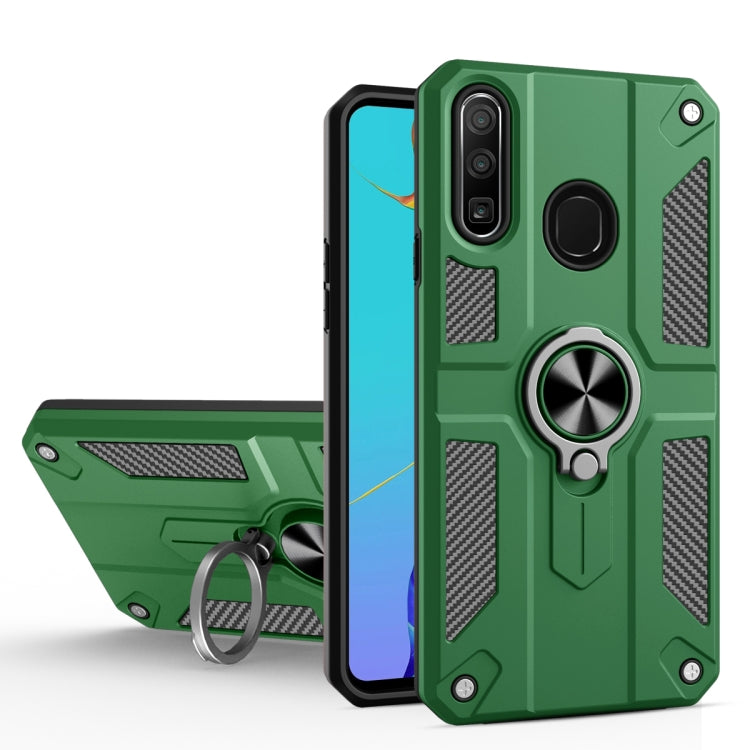 For Huawei Y9 Prime (2019) Carbon Fiber Pattern PC + TPU Protective Case with Ring Holder