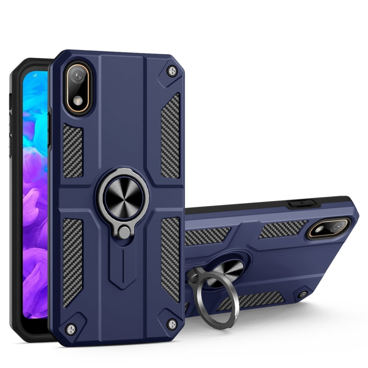 For Huawei Y5 (2019) Carbon Fiber Pattern PC + TPU Protective Case with Ring Holder