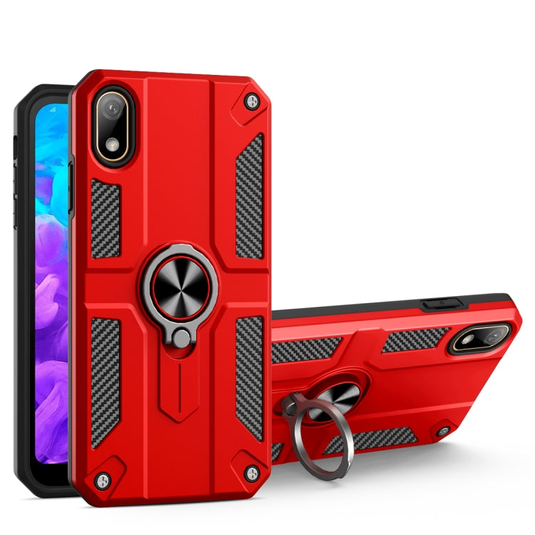For Huawei Y5 (2019) Carbon Fiber Pattern PC + TPU Protective Case with Ring Holder