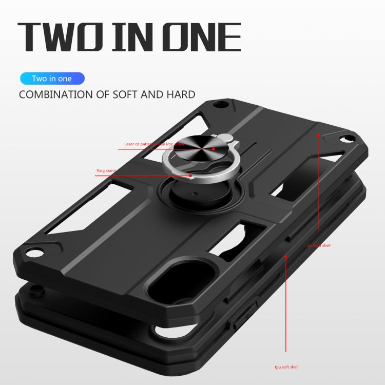 For Huawei Y5 (2019) Carbon Fiber Pattern PC + TPU Protective Case with Ring Holder