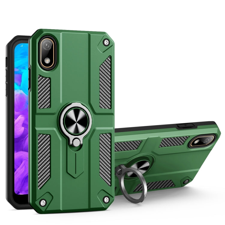 For Huawei Y5 (2019) Carbon Fiber Pattern PC + TPU Protective Case with Ring Holder