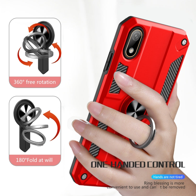 For Huawei Y5 (2019) Carbon Fiber Pattern PC + TPU Protective Case with Ring Holder