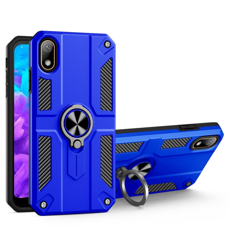 For Huawei Y5 (2019) Carbon Fiber Pattern PC + TPU Protective Case with Ring Holder