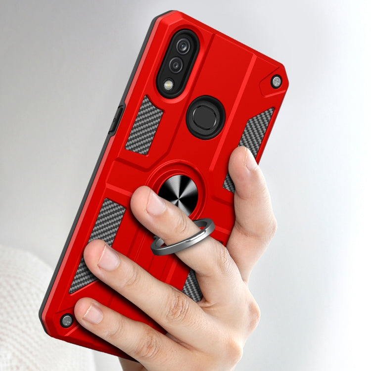 For Huawei Y7 (2019) Carbon Fiber Pattern PC + TPU Protective Case with Ring Holder