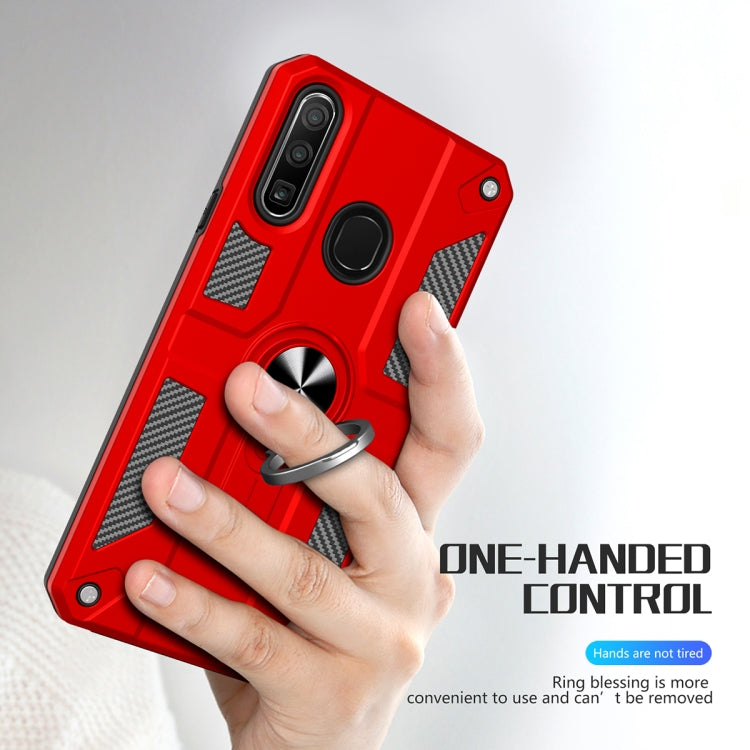 For Huawei P30 lite Carbon Fiber Pattern PC + TPU Protective Case with Ring Holder