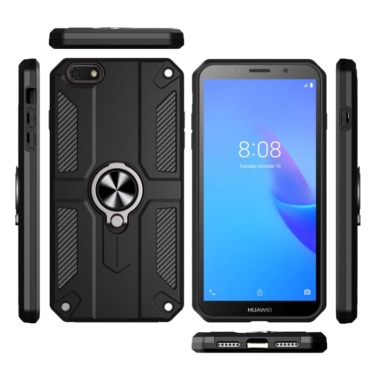 For Huawei Y5 lite (2018) Carbon Fiber Pattern PC + TPU Protective Case with Ring Holder