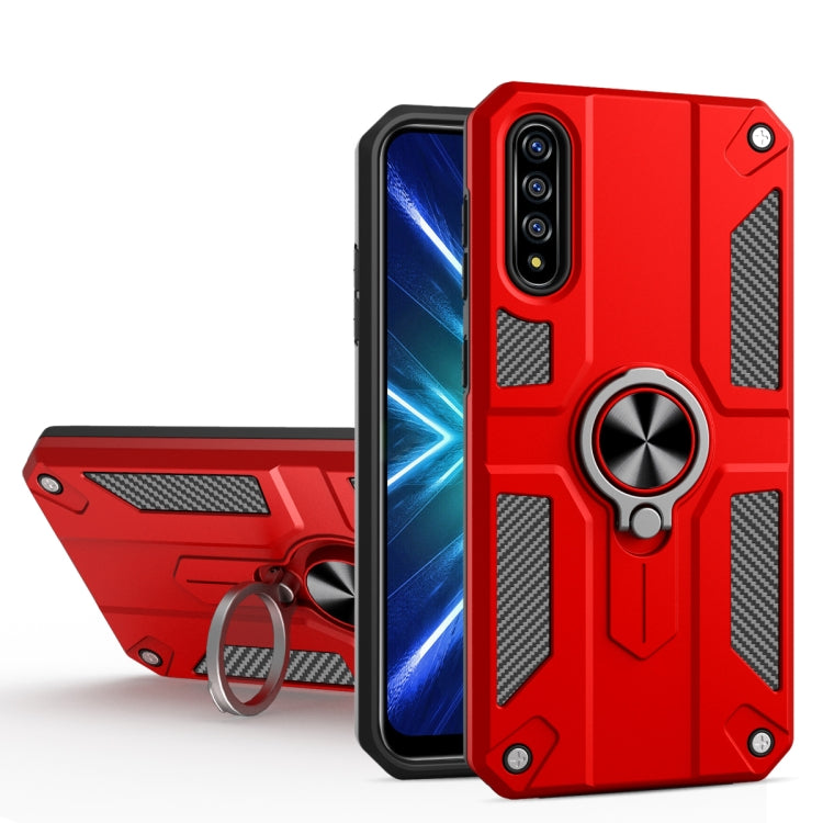 For Honor 9X Pro Carbon Fiber Pattern PC + TPU Protective Case with Ring Holder
