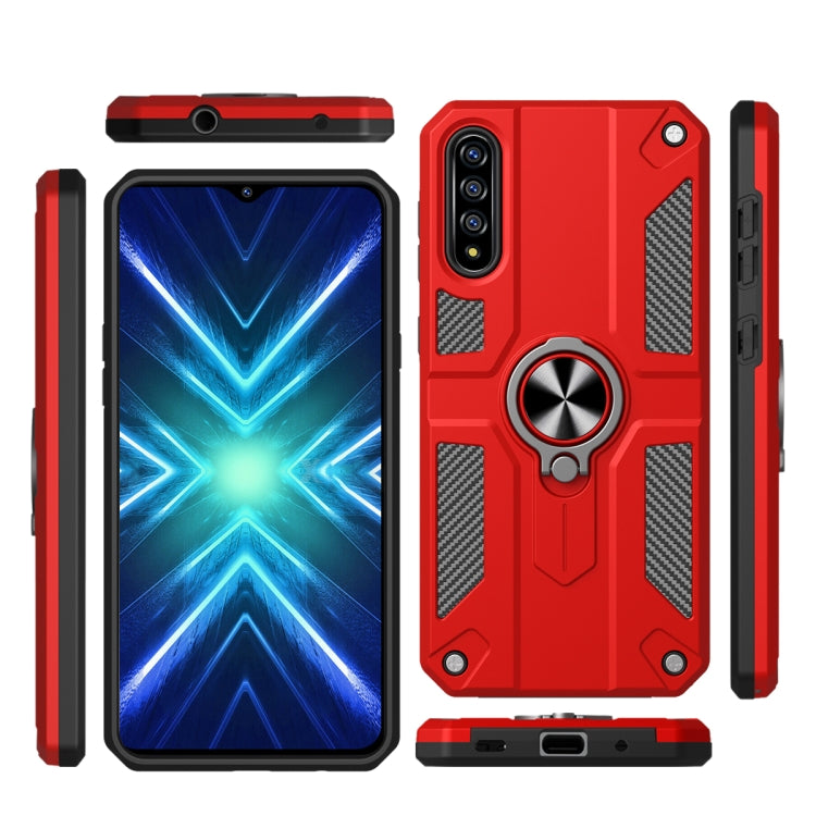 For Honor 9X Pro Carbon Fiber Pattern PC + TPU Protective Case with Ring Holder