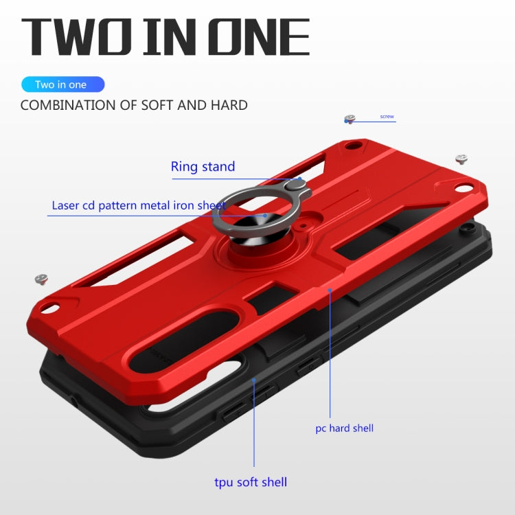 For Honor 9X Pro Carbon Fiber Pattern PC + TPU Protective Case with Ring Holder