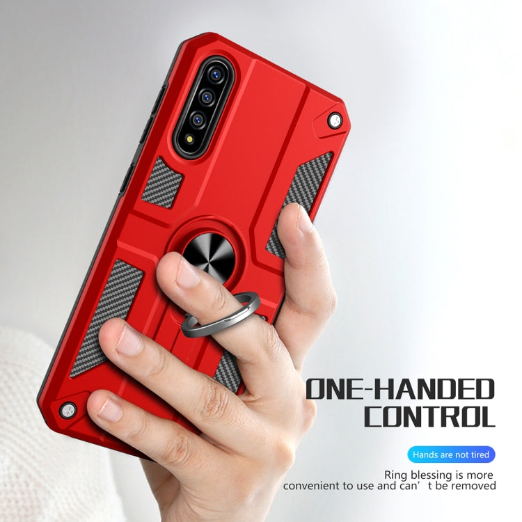 For Honor 9X Pro Carbon Fiber Pattern PC + TPU Protective Case with Ring Holder