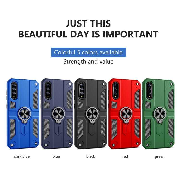 For Honor 9X Pro Carbon Fiber Pattern PC + TPU Protective Case with Ring Holder