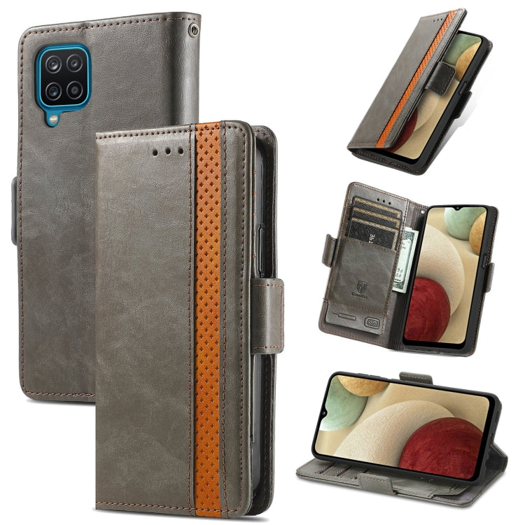 For Samsung Galaxy A12 CaseNeo Business Splicing Dual Magnetic Buckle Horizontal Flip PU Leather Case with Holder & Card Slots & Wallet