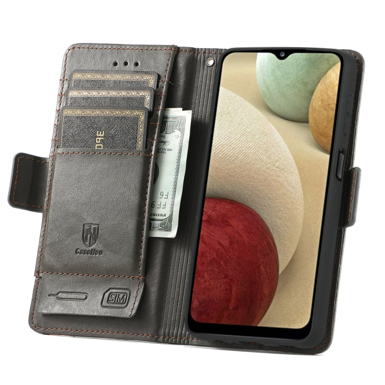 For Samsung Galaxy A12 CaseNeo Business Splicing Dual Magnetic Buckle Horizontal Flip PU Leather Case with Holder & Card Slots & Wallet
