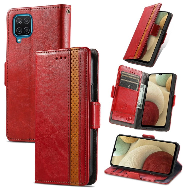 For Samsung Galaxy A12 CaseNeo Business Splicing Dual Magnetic Buckle Horizontal Flip PU Leather Case with Holder & Card Slots & Wallet