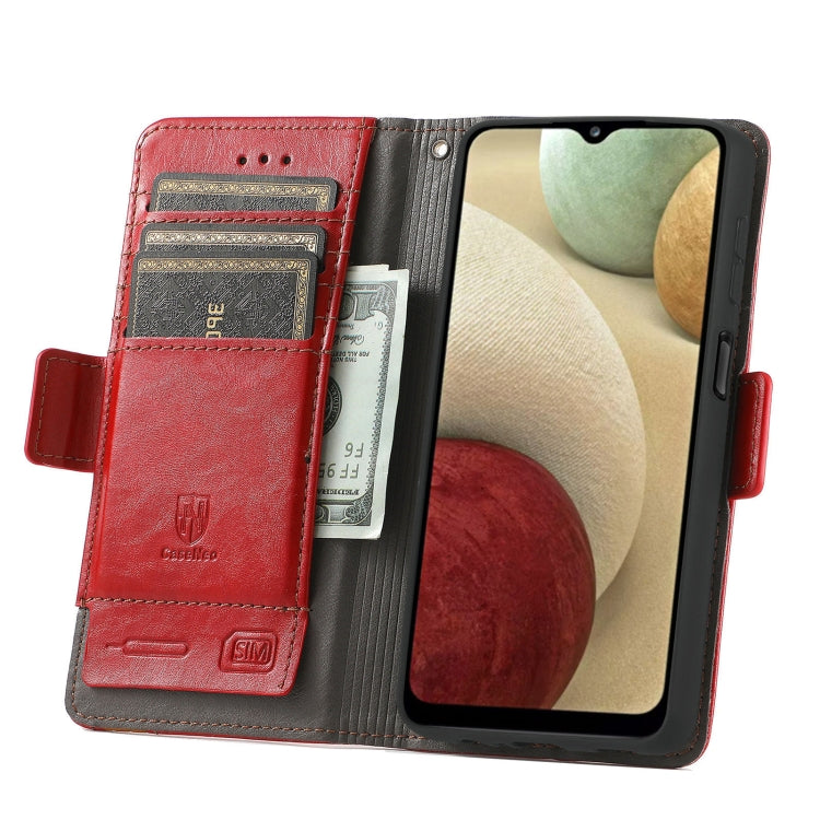 For Samsung Galaxy A12 CaseNeo Business Splicing Dual Magnetic Buckle Horizontal Flip PU Leather Case with Holder & Card Slots & Wallet
