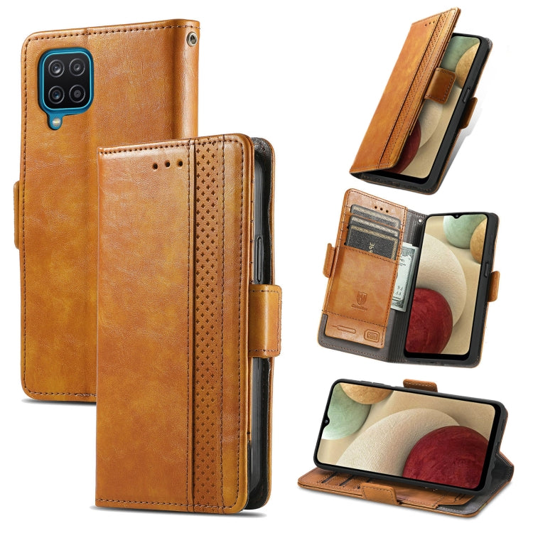 For Samsung Galaxy A12 CaseNeo Business Splicing Dual Magnetic Buckle Horizontal Flip PU Leather Case with Holder & Card Slots & Wallet