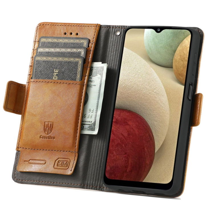 For Samsung Galaxy A12 CaseNeo Business Splicing Dual Magnetic Buckle Horizontal Flip PU Leather Case with Holder & Card Slots & Wallet