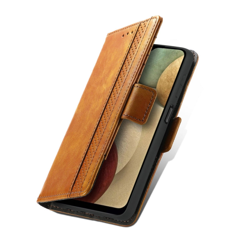 For Samsung Galaxy A12 CaseNeo Business Splicing Dual Magnetic Buckle Horizontal Flip PU Leather Case with Holder & Card Slots & Wallet