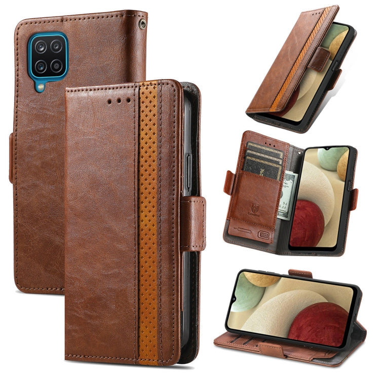For Samsung Galaxy A12 CaseNeo Business Splicing Dual Magnetic Buckle Horizontal Flip PU Leather Case with Holder & Card Slots & Wallet