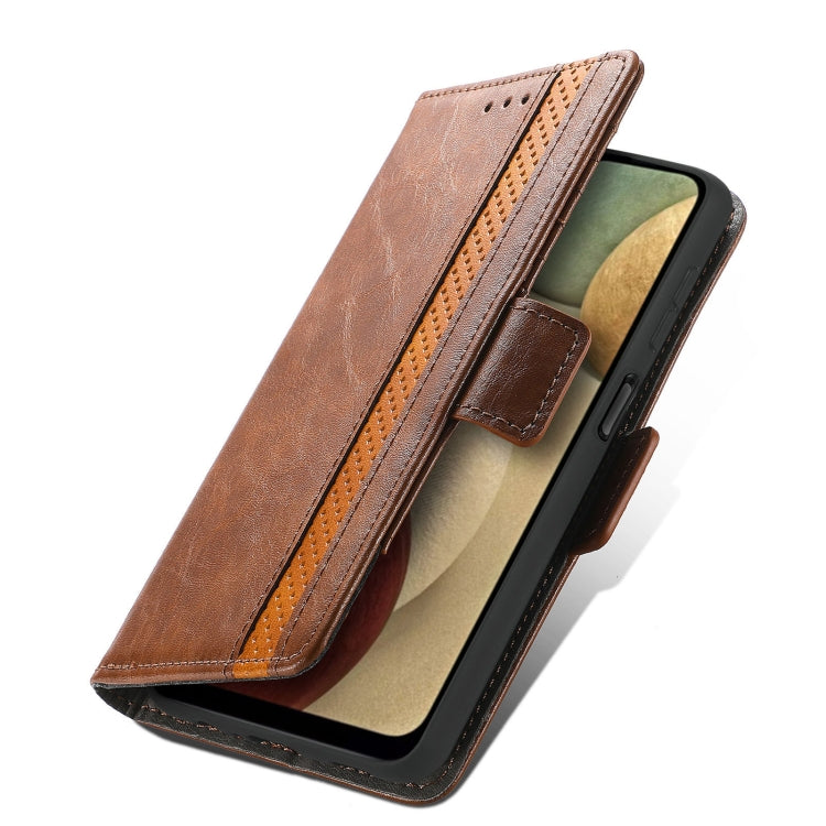 For Samsung Galaxy A12 CaseNeo Business Splicing Dual Magnetic Buckle Horizontal Flip PU Leather Case with Holder & Card Slots & Wallet
