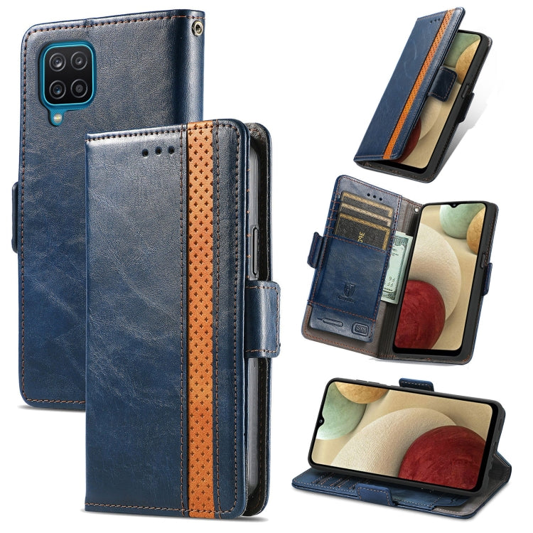 For Samsung Galaxy A12 CaseNeo Business Splicing Dual Magnetic Buckle Horizontal Flip PU Leather Case with Holder & Card Slots & Wallet