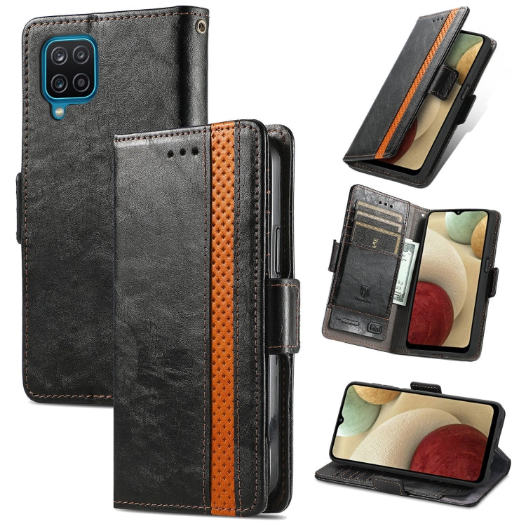 For Samsung Galaxy A12 CaseNeo Business Splicing Dual Magnetic Buckle Horizontal Flip PU Leather Case with Holder & Card Slots & Wallet