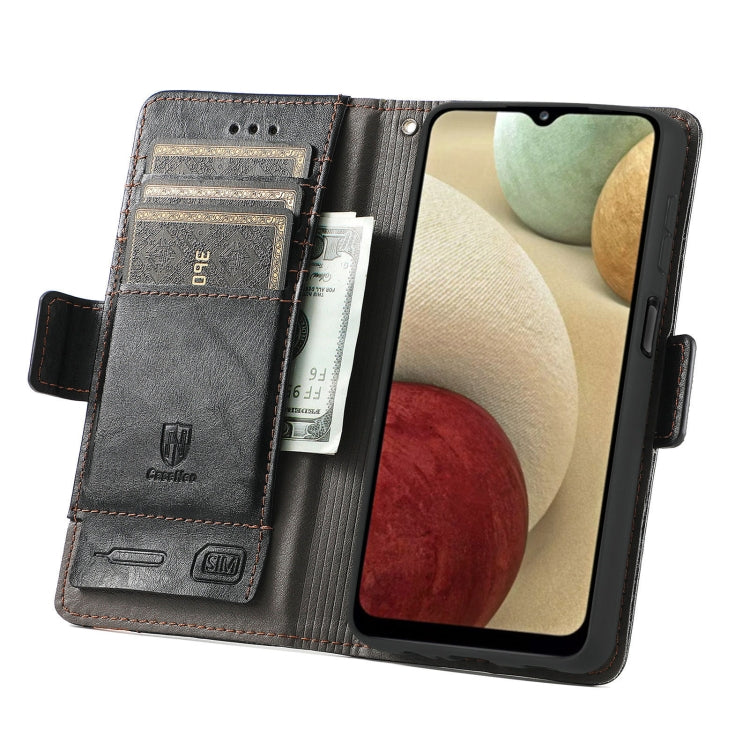 For Samsung Galaxy A12 CaseNeo Business Splicing Dual Magnetic Buckle Horizontal Flip PU Leather Case with Holder & Card Slots & Wallet