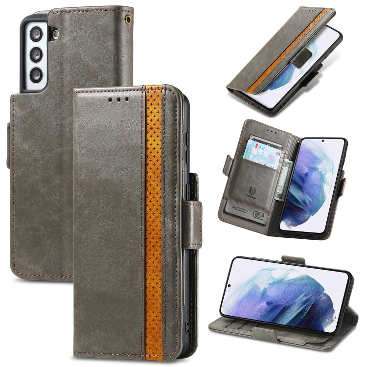 For Samsung Galaxy S21 5G CaseNeo Business Splicing Dual Magnetic Buckle Horizontal Flip PU Leather Case with Holder & Card Slots & Wallet