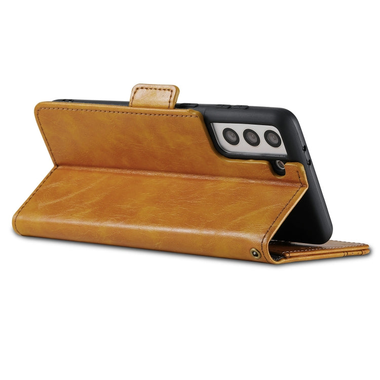 For Samsung Galaxy S21 5G CaseNeo Business Splicing Dual Magnetic Buckle Horizontal Flip PU Leather Case with Holder & Card Slots & Wallet