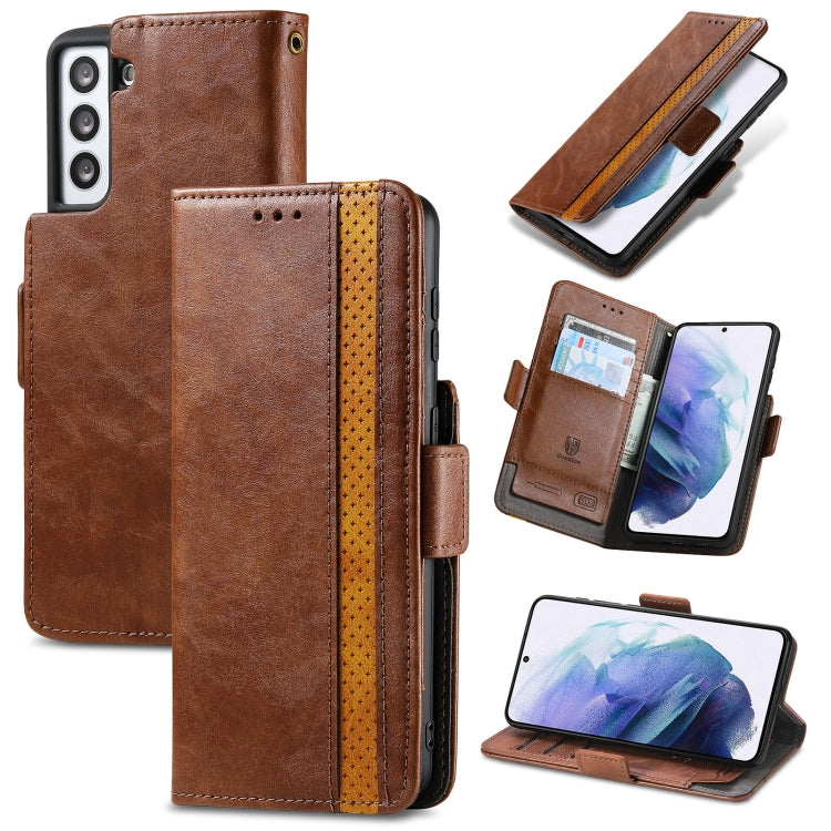 For Samsung Galaxy S21 5G CaseNeo Business Splicing Dual Magnetic Buckle Horizontal Flip PU Leather Case with Holder & Card Slots & Wallet