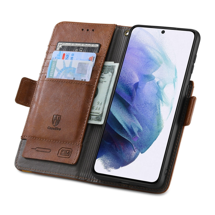 For Samsung Galaxy S21 5G CaseNeo Business Splicing Dual Magnetic Buckle Horizontal Flip PU Leather Case with Holder & Card Slots & Wallet