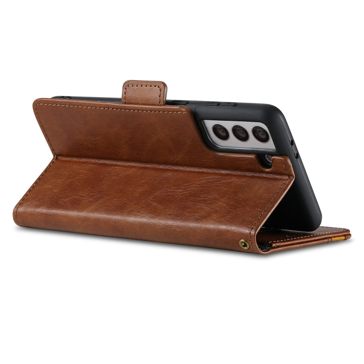 For Samsung Galaxy S21 5G CaseNeo Business Splicing Dual Magnetic Buckle Horizontal Flip PU Leather Case with Holder & Card Slots & Wallet