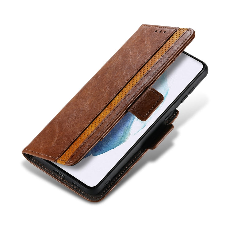 For Samsung Galaxy S21 5G CaseNeo Business Splicing Dual Magnetic Buckle Horizontal Flip PU Leather Case with Holder & Card Slots & Wallet