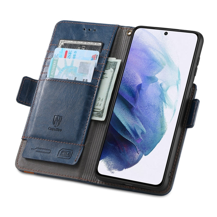 For Samsung Galaxy S21 5G CaseNeo Business Splicing Dual Magnetic Buckle Horizontal Flip PU Leather Case with Holder & Card Slots & Wallet