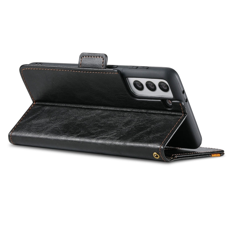 For Samsung Galaxy S21 5G CaseNeo Business Splicing Dual Magnetic Buckle Horizontal Flip PU Leather Case with Holder & Card Slots & Wallet