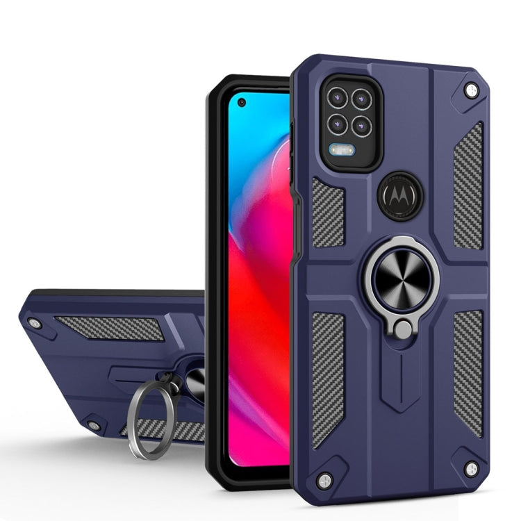 For Motorola Moto G Stylus 5G Carbon Fiber Pattern PC + TPU Protective Case with Ring Holder