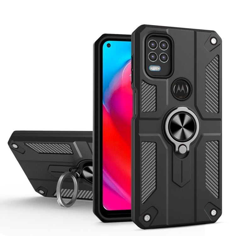 For Motorola Moto G Stylus 5G Carbon Fiber Pattern PC + TPU Protective Case with Ring Holder